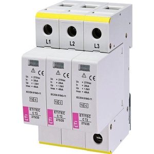 ETI 002440399 Катоден отводител (арестор) Тип II/Клас C 3Р 275V 12.5kA (002440399)