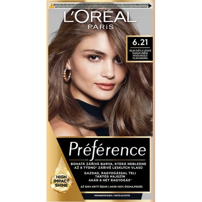 L'Oréal Paris Permanentná farba na vlasy Préférence 6.21 Studená dúhová veľmi svetlá hnedá