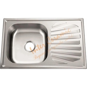 Inter Ceramic Кухненска мивка ICK 8022 R TAMPICO, неръждаема стомана, дясна, със сифон, 80x50см (8022 R) Мивка за вграждане