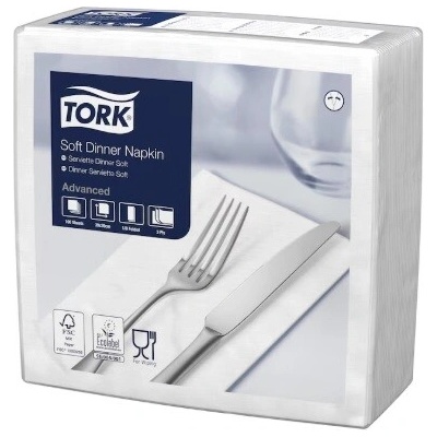 TORK Papierové obrúsky 3V 39x39cm biele sklad 1/8 100ks
