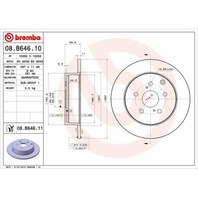 BREMBO brzdový kotúč 08.B646.11, súprava 2 ks