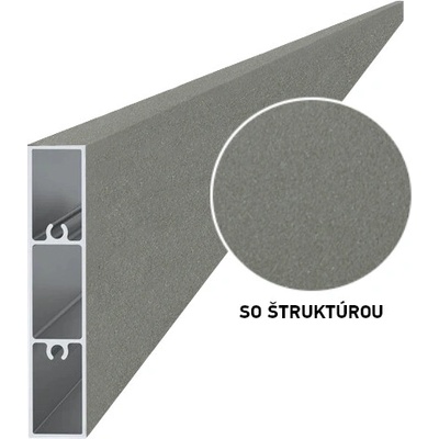 Hliníková plotová lamela 80x16 mm, tvar obdélník, šedá RAL9007 se strukturou 2m +/- 5mm (AL-PV2-SS-2)