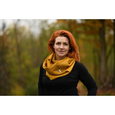 Nelly lněná šála tunel kurkuma