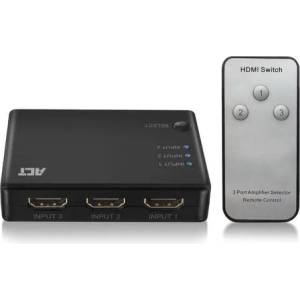 ACT 3 портов HDMI суич ACT AC7845, 4K@60Hz, USB, Дистанционно, Черен (EWENT-ACT-SPLIT-AC7845) - megamag