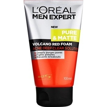 L'Oréal Men Expert Pure & Matte hloubkově čistící pěna proti akné (Volcano Red Foam) 100 ml