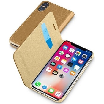 Image 1 of Cellularline Калъф за Apple iPhone X, flip-cover, еко кожа, Cellularline Book, магнитно затваряне, кафяв (IT4609)