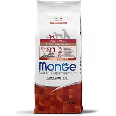 Monge Natural Superpremium Mini Puppy and Junior Monoprotein Lamb with Rice - пълноценна суха храна за подрастващи кученца от дребните породи с агнешко и ориз - 7, 5 кг, Италия - 1075