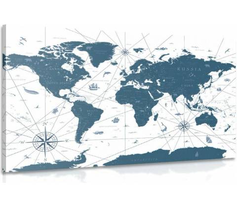 Obraz mapa v modrom prevedení