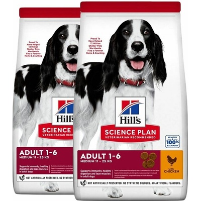 Hill's Science Plan Adult Medium s kuracím 2 x 14 kg