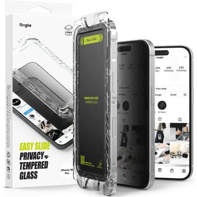 Ringke Easy Slide комплект 2 броя защитни тонирани твърди стъкла за iPhone 16 Pro Privacy (8800274960053)