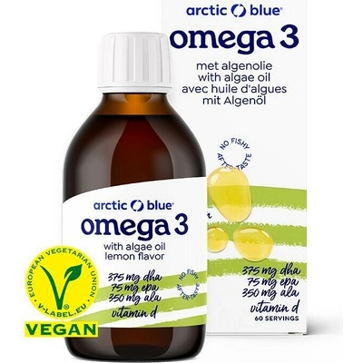 Arctic blue Vegan Omega 3-6-9 Algae Konopný olej + olej z mořské řasy + vitamín D 400IU 150 ml