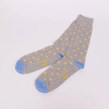 Image 1 of Свежи мъжки чорапи в сиво и синьо с жълти точки