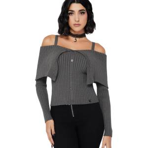 KILLSTAR дамски топ с голи рамене KILLSTAR - Dusk Empress - Grey - KSRA013926
