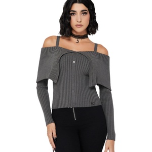 KILLSTAR дамски топ с голи рамене KILLSTAR - Dusk Empress - Grey - KSRA013926