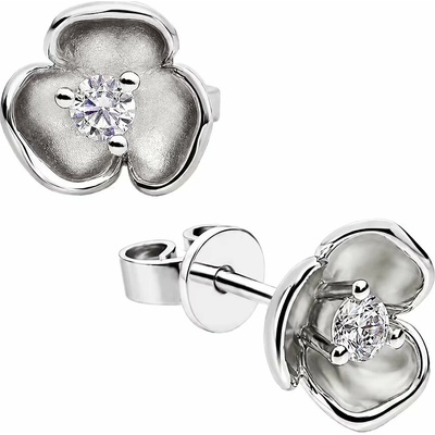 Zlaton Náušnice bílé zlato květina se zirkonem pecky 0.9cm 2.3g O17062603377