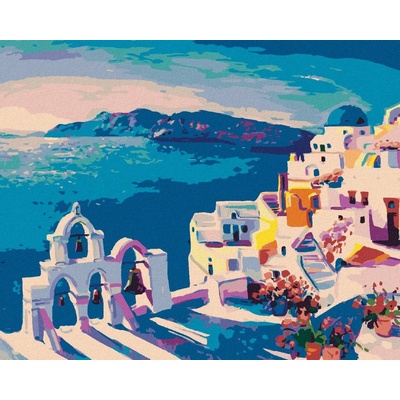 Zuty Malování Podle Čísel Santorini Se Zvony 80 x 100 cm Plátno Rám