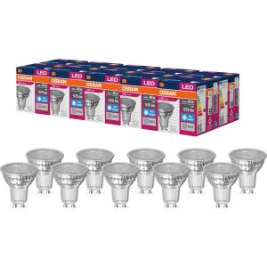 OSRAM LED Star Value PAR16 LED lamp for GU10 base, reflector lamp, GL, 575 lumens, daylight white (6500K), replacement for conventional 80W light bulbs, not dimmable, pack of 10 - 4058075096691 (LVPAR168036