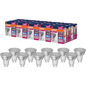 OSRAM LED Star Value PAR16 LED lamp for GU10 base, reflector lamp, GL, 575 lumens, daylight white (6500K), replacement for conventional 80W light bulbs, not dimmable, pack of 10 - 4058075096691
