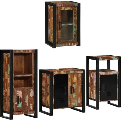 vidaXL Комплект мебели за баня 4 pcs Солидна рециклирана дървесина (3305683)