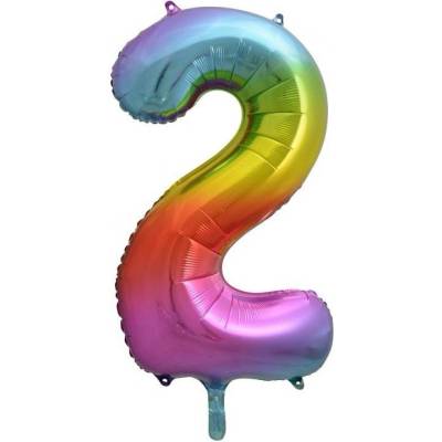 vybavsenaparty Fóliová číslice rainbow '2' 85 cm