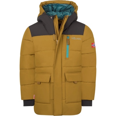 TROLLKIDS Детско зимно яке Trollkids Kid's Torsvag Parka Winter jacket - Bronze / Black / Stormy Blue - размер 140 (EU) (703-7241-0117)
