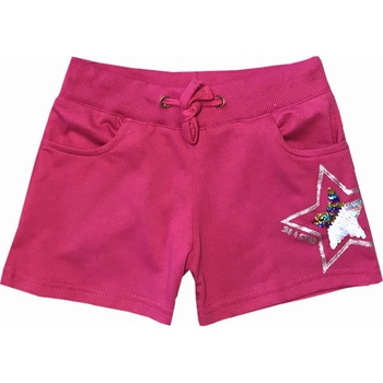 Kugo dívčí šortky s flitry M0013 tmavě růžová