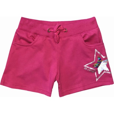 Kugo dívčí šortky s flitry M0013 tmavě růžová