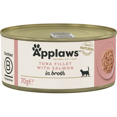 Applaws Cat Tuňák a Losos ve vývaru 6 x 70 g
