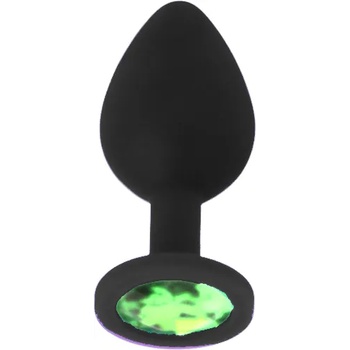 Image 1 of X Fun Силиконов Butt Plug с бижутерия "X FUN BLACKED LIGHT GREEN" 8 см. Размер - M