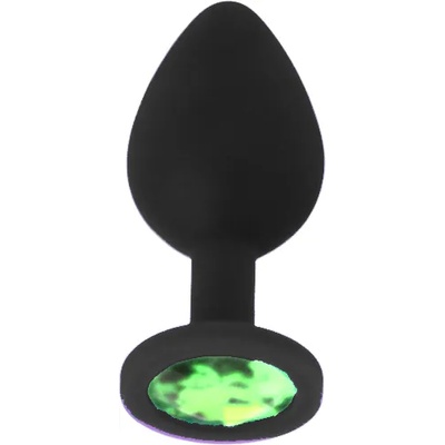 X Fun Силиконов Butt Plug с бижутерия "X FUN BLACKED LIGHT GREEN" 8 см. Размер - M