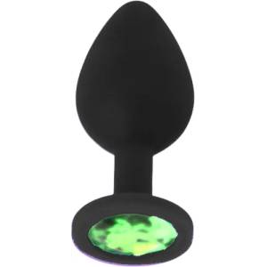 X Fun Силиконов Butt Plug с бижутерия "X FUN BLACKED LIGHT GREEN" 8 см. Размер - M