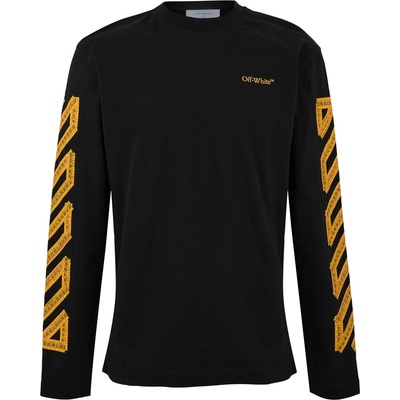 OFF WHITE Тениска OFF WHITE Men's Tape Cotton Long Sleeve T-Shirt - Black