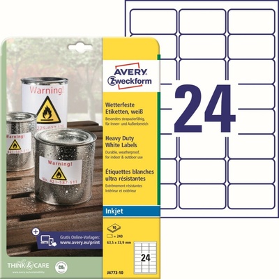 Avery Zweckform J4773-10 bílé 63.5mm x 33.9mm