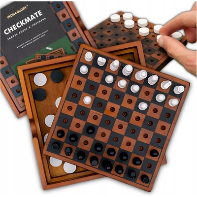 Dřevěné šachy Vrhcáby Turistická magnetická strategická hra