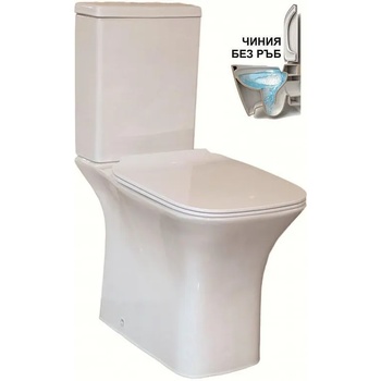 Inter Ceramic Моноблок ICC6383GEB P, седалка и капак с плавно затваряне, порцелан, бял, 82x63x36см (6383GEB P)