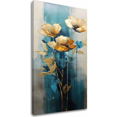 Nadčasová elegancia na plátne Zlatá nádhera na modrom plátne - 60x120 cm