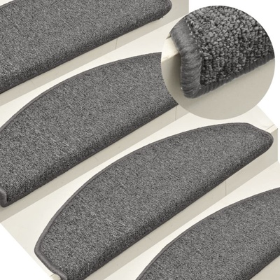 vidaXL Изтривалки за стълби, 15 бр. , 65x24x4 см, тъмносиви, полукръгли, големи