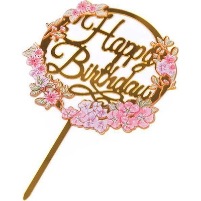 Stoklasa Narodeninový zápich Happy Birthday Ružová