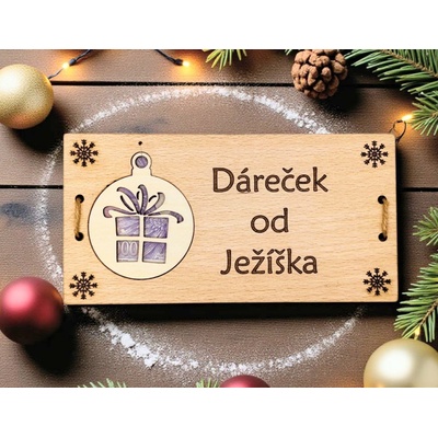 Dekorace z Řečice Dřevěné vánoční přání na peníze od Ježíška