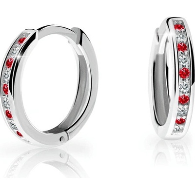 Danfil Dětské náušnice kroužky C3343 ze stříbra, s kamínky Ruby Red