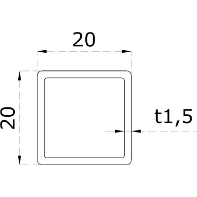 DOPRODEJ profil 20 x 20 x 1,5 x 1000 mm, broušená AISI 304