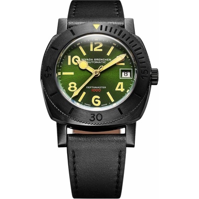 Nivada Grenchen Depthmaster - Black and Green - Black Leather