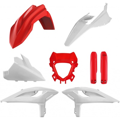 POLISPORT kompletní sada plastů (FULL KIT) BETA RR 2T/4T RACING 25-26; RR 2T/4T X-PRO 25-26 v sadě kryt světla (8681200001) a kryty tlumičů (8399100001) barva červená bílá