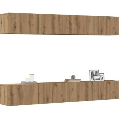 vidaXL Комплект стенен ТВ шкаф, 4 части, дъбов, 100x30x30 см (3328946)