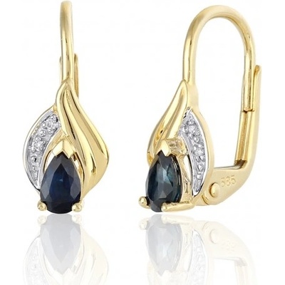 Gems, Působivé náušnice Roya, kombinované zlato s brilianty a safíry, 585-38-3-0945.2ZB0.0.00.HSI.602.08