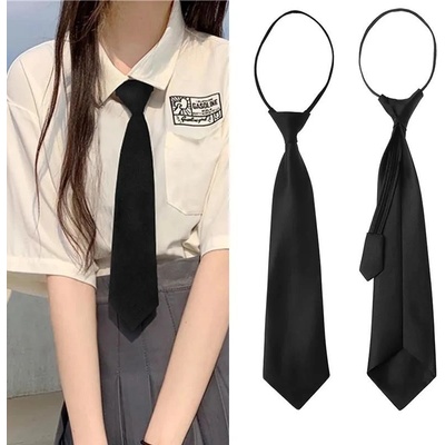 Mango Event Unisex Black Simple Clip on Tie Security Tie Uniform Shirt Suit Neckties Steward Matte Funeral Lazy Neck Ties Men Women Students