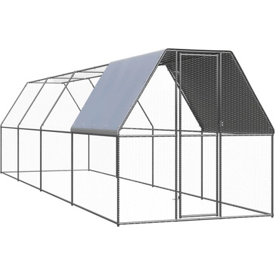 vidaXL Venkovní klec pro kuřata 2 × 8 × 2 m pozinkovaná ocel stříbrná 9799.3089321
