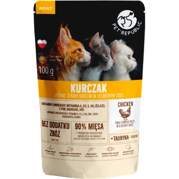 Pet Republic PetRepublic фино нарязани парченца в деликатен пилешки сос, 100 г, за котки