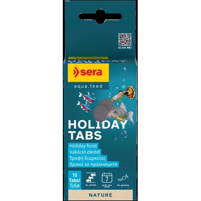 Sera Нoliday - Храна за риби на таблетки. 1 таблетка е достатъчна за 1 седмица в средно 80 литра аквариум, 10 таблетки