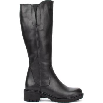 Image 1 of Равни дамски ботуши от естествена кожа в черен цвят